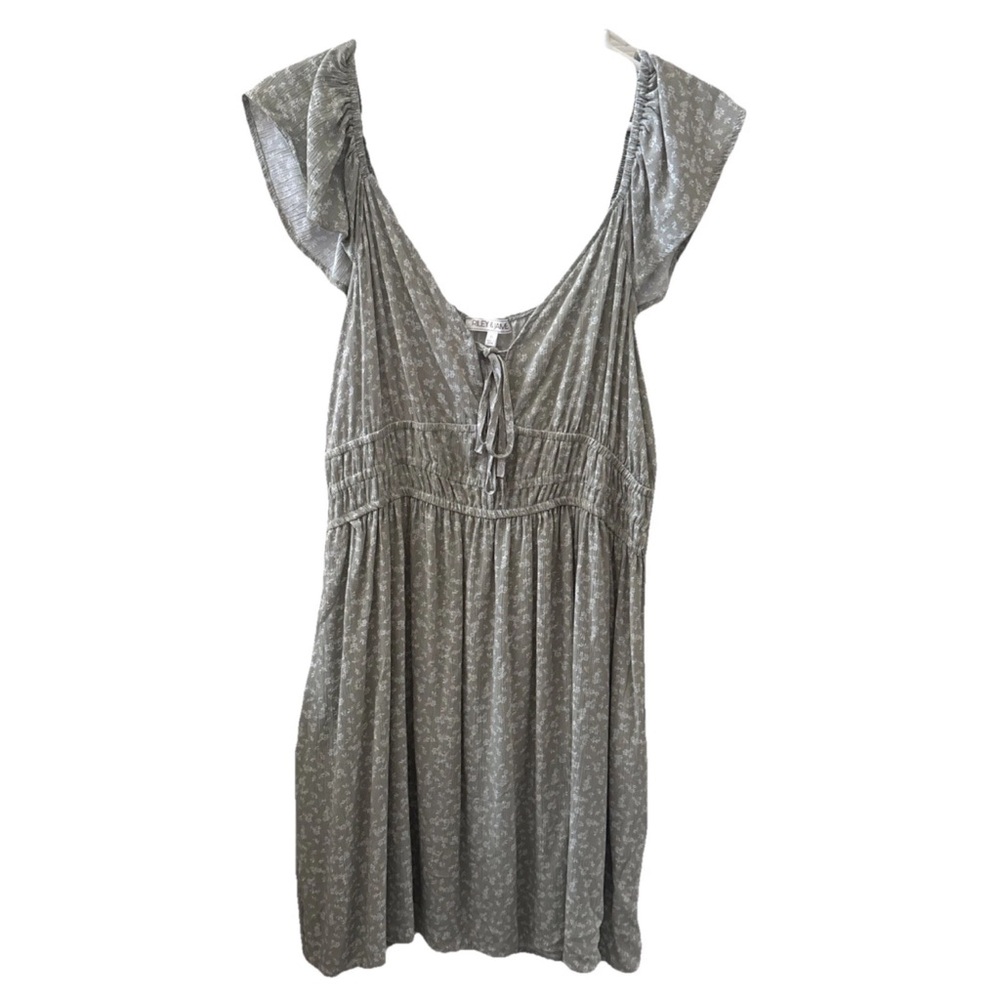 Riley & James Women XL Sundress sage green mid length Pockets flutter sleeve